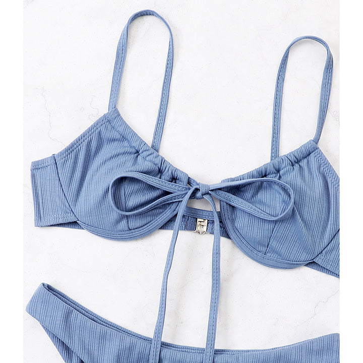Dame ribbet Bralette Bikini Sæt Stilla