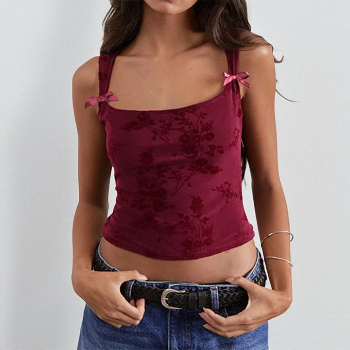 Dame Blomsterdesign Crop-Top Skovae