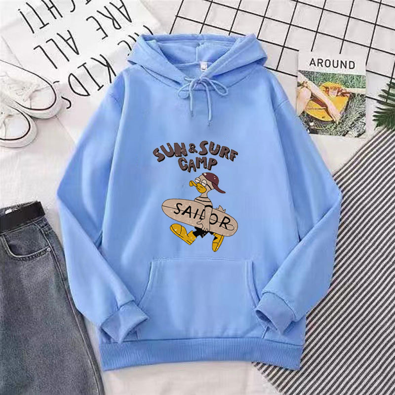 Kvinders hoodie med sjov surf motiv Skovae