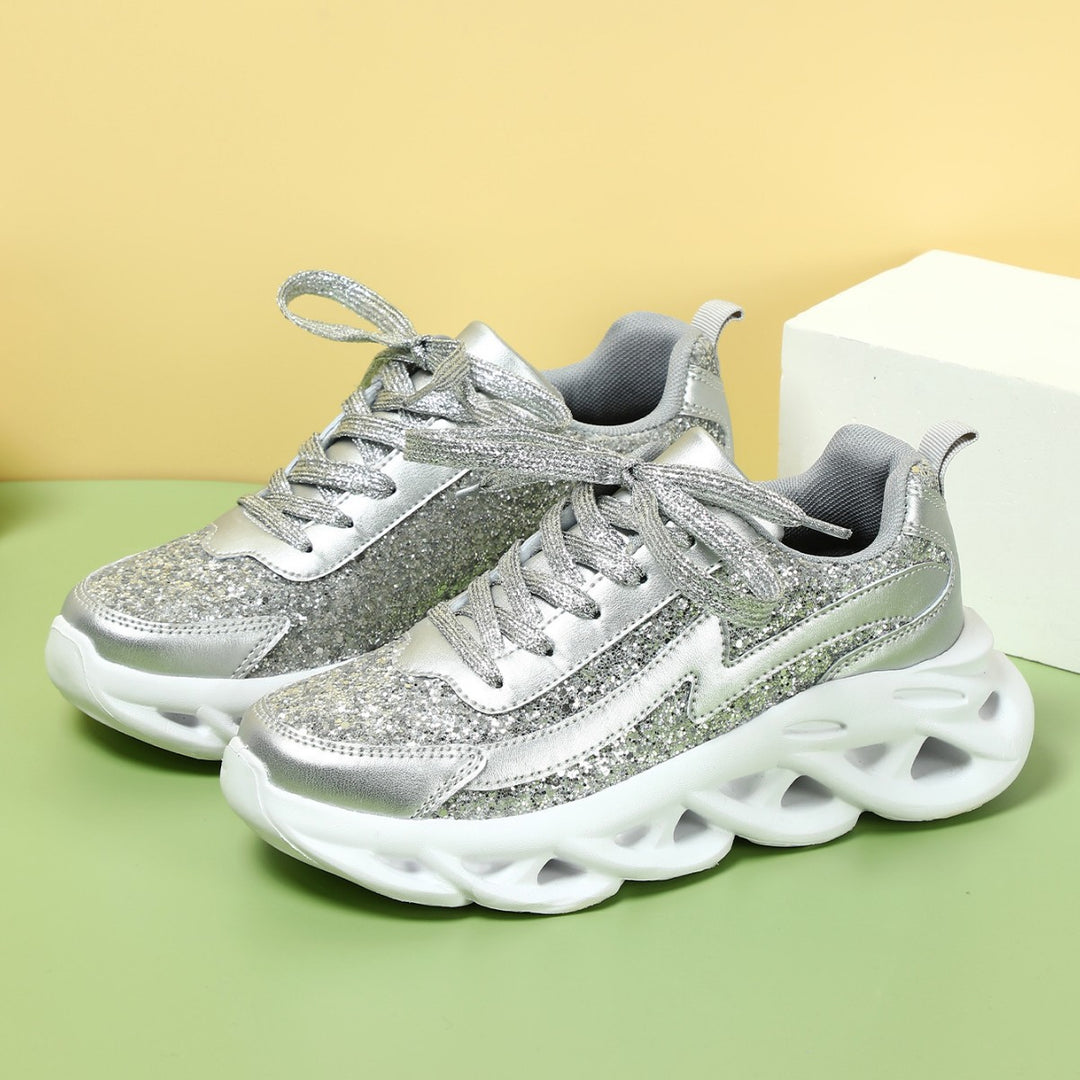 Dame Glitrende Sport-Sneakers med højdæmpende sål Stilla