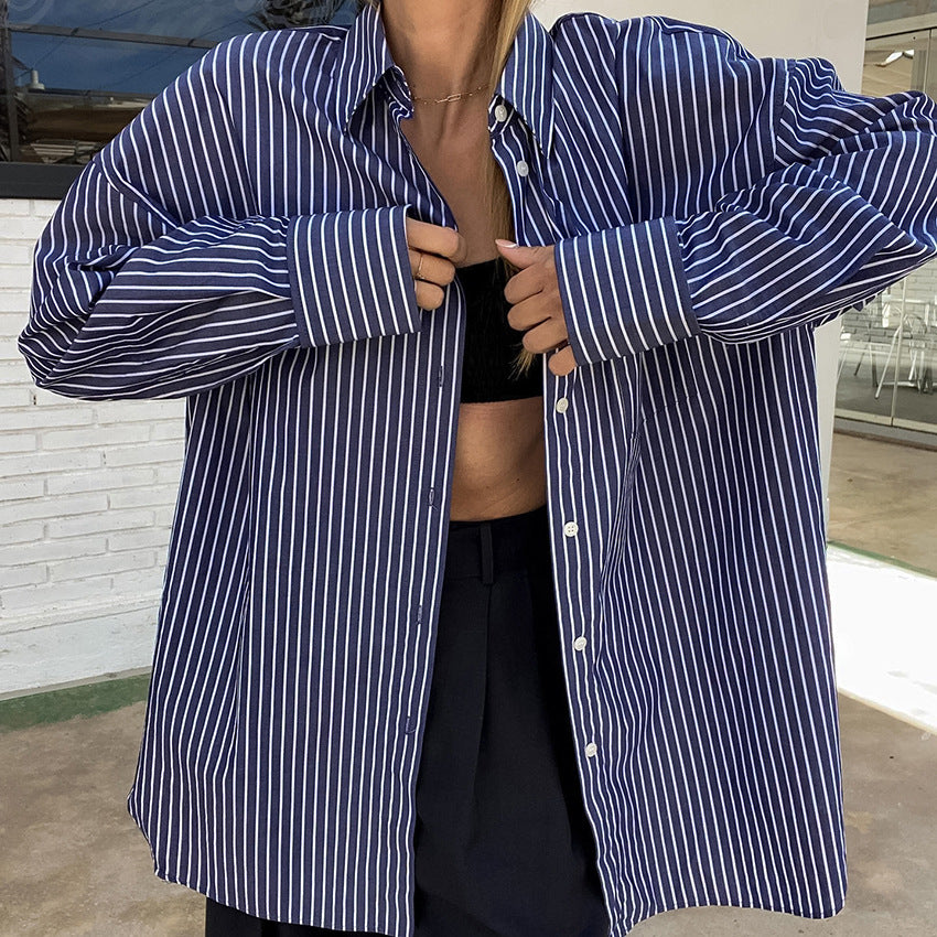 Dame Oversized Skjorte med moderne striber og afslappet snit Stilla