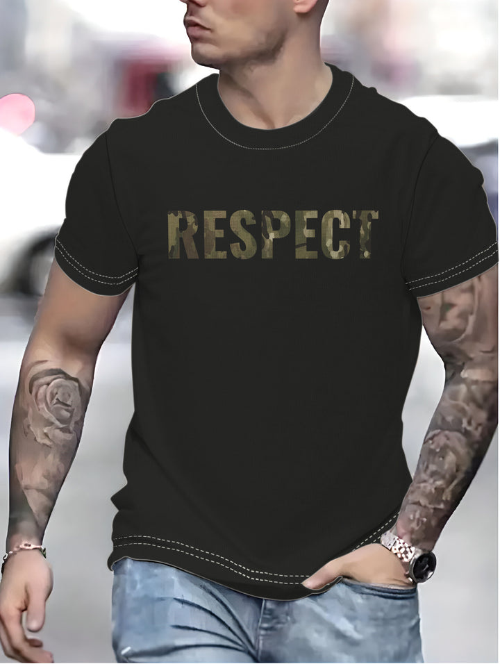 Herren T-Shirt med iøjnefaldende camouflage-tryk og kraftfuld skrift Stilla