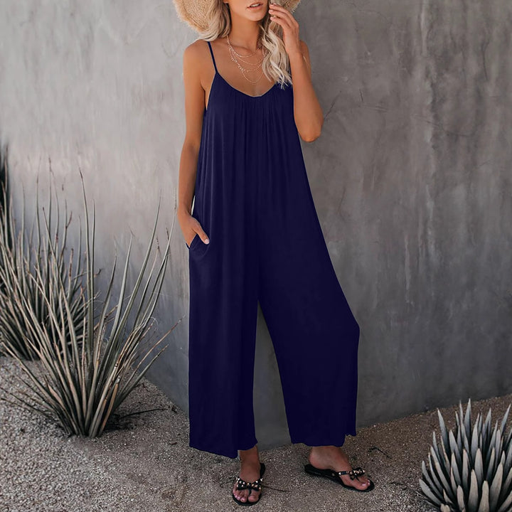 Dame Casual Bomulds-Jumpsuit med Spaghetti-stropper og sidelommer Stilla