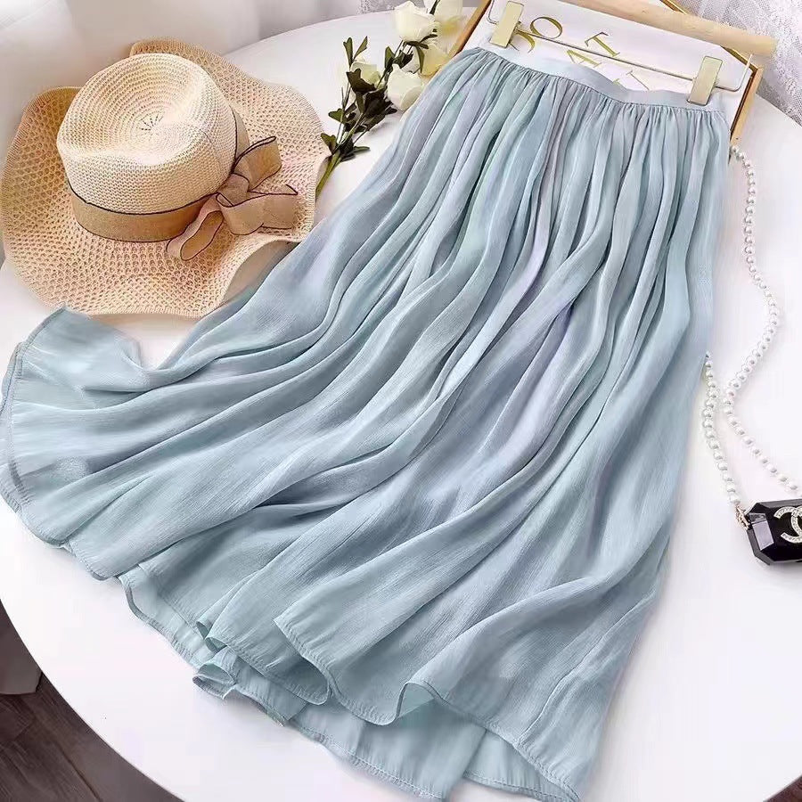 Dame Let Fald Skirt i fint Chiffon Stilla