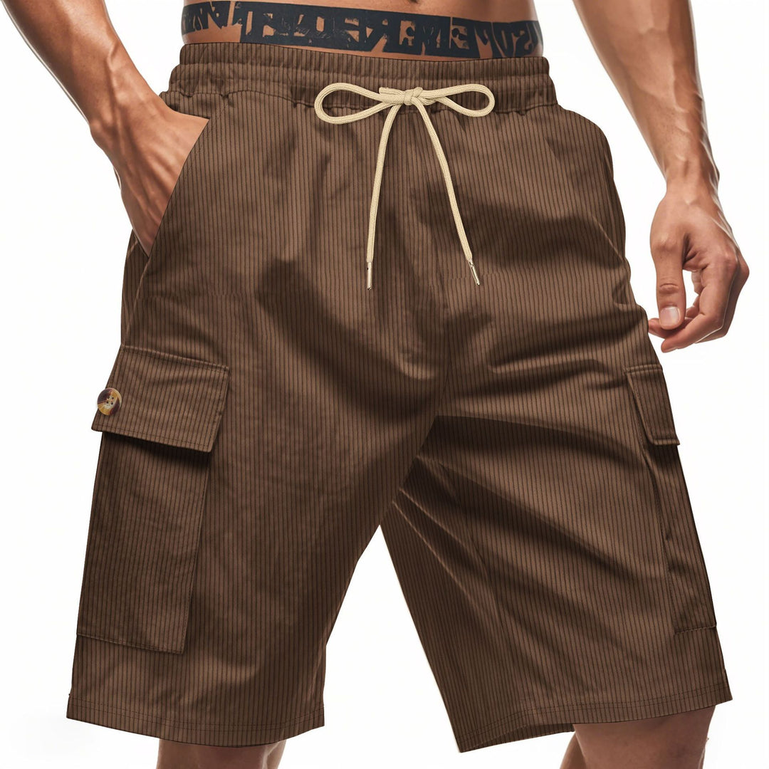 Herrer cargo shorts med klassiske striber og praktiske sidelommer Stilla