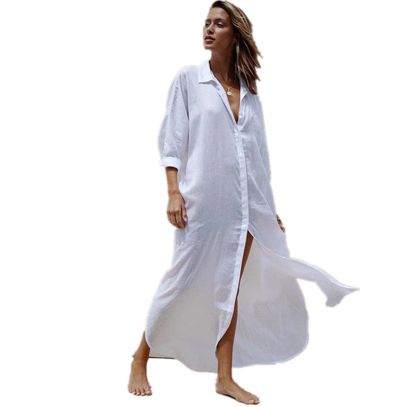 Dame Strandbluse med afslappet pasform og elegant krave Stilla