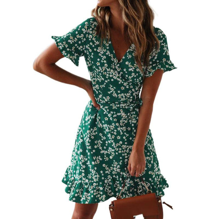Dame wrap dress with floral design and ruffle details Skovae