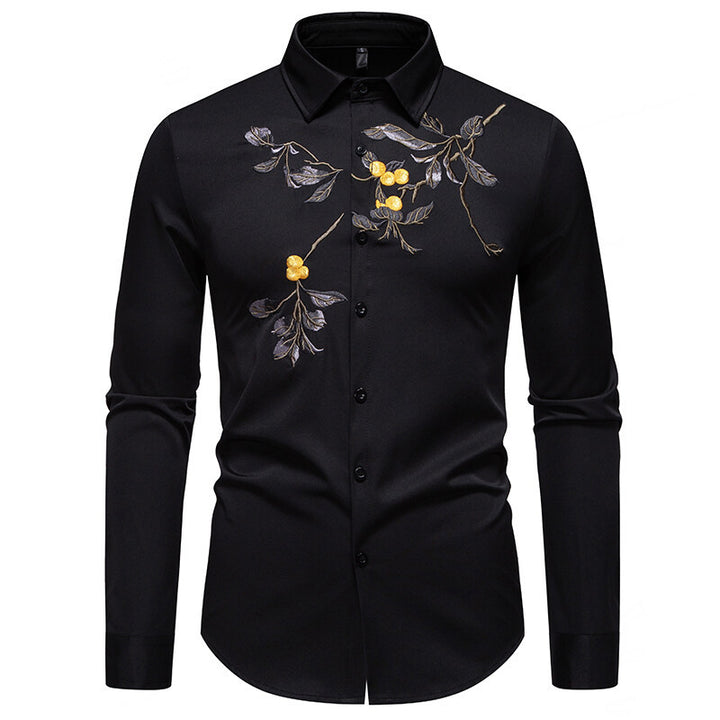 Herrer broderet blomster skjorte Stilla
