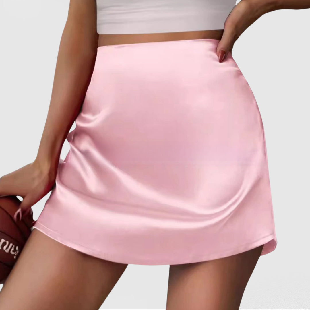 Dame satin mini nederdel med elegant snit og flydende fald Stilla