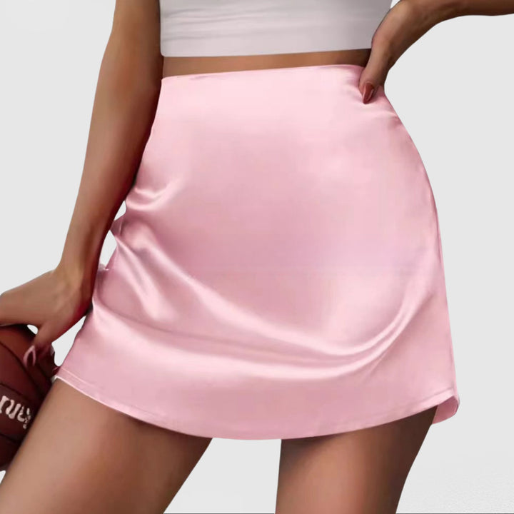 Dame satin mini nederdel med elegant snit og flydende fald Stilla