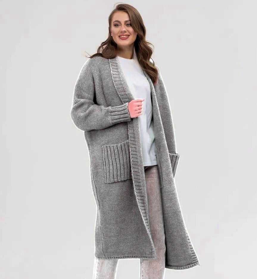 Dame Behagelig Strikfrakke med store lommer og oversized pasform Stilla