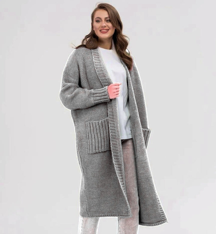 Dame Behagelig Strikfrakke med store lommer og oversized pasform Stilla