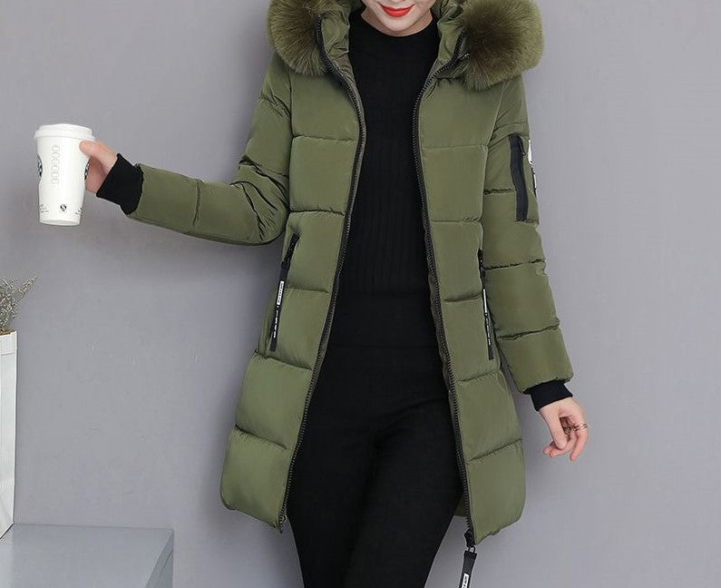 Kvinders lange ærmede quiltet jakke med aftagelig faux fur krave Stilla