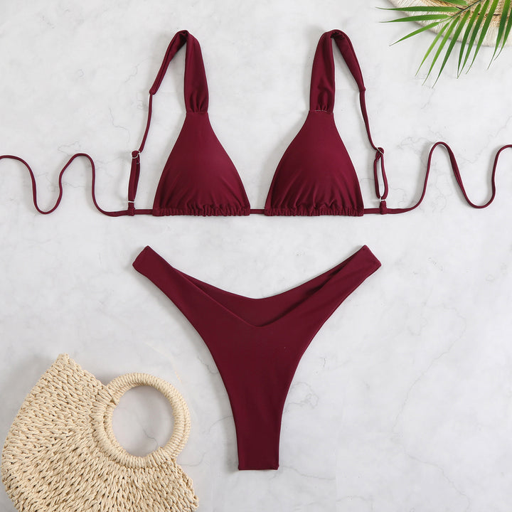 Dame Triangel-Bikini-Sæt med justerbare stropper og trendy mønster Skovae