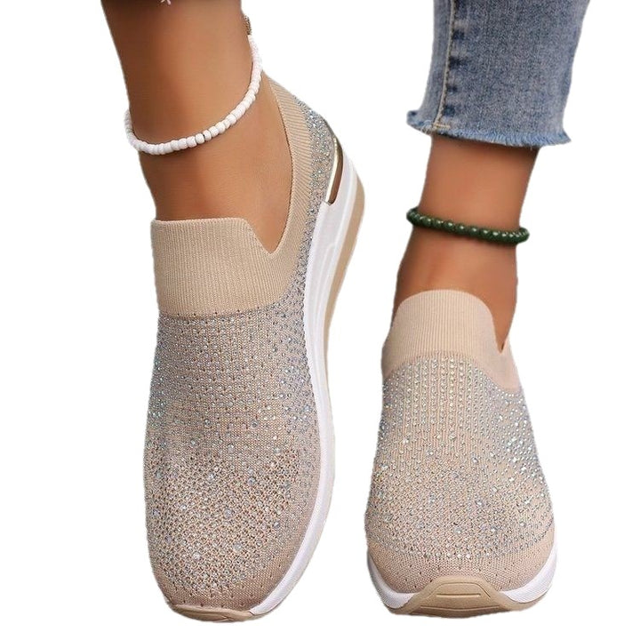 Dame Elegante Slip-On Sneakers med rhinsten-besatte detaljer og skridsikre såler Stilla