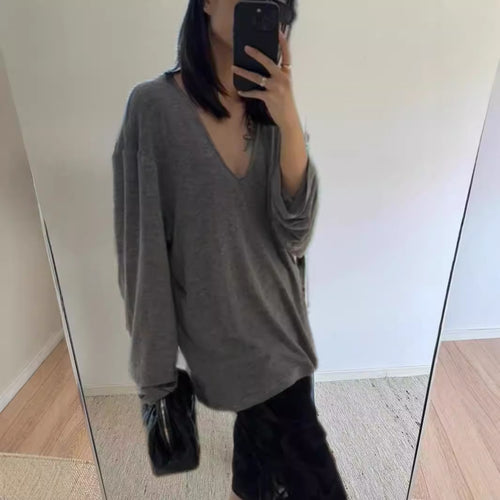 Dame afslappet longsleeve shirt med bred snit og blødt materiale Stilla