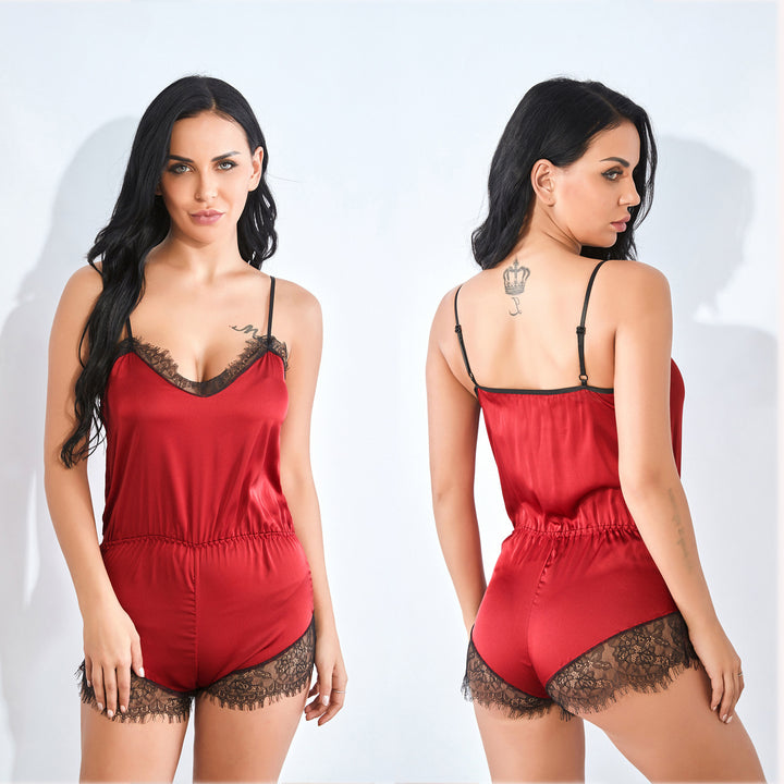 Dame Satin Overall med blondekanter Stilla