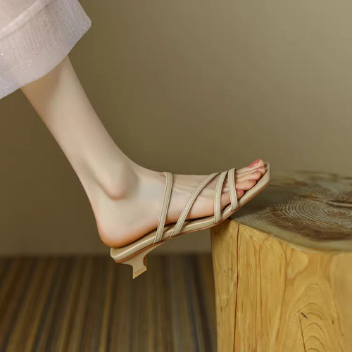 Dame Strappy Open-Toe Slide Sandaler med blokhæl Stilla