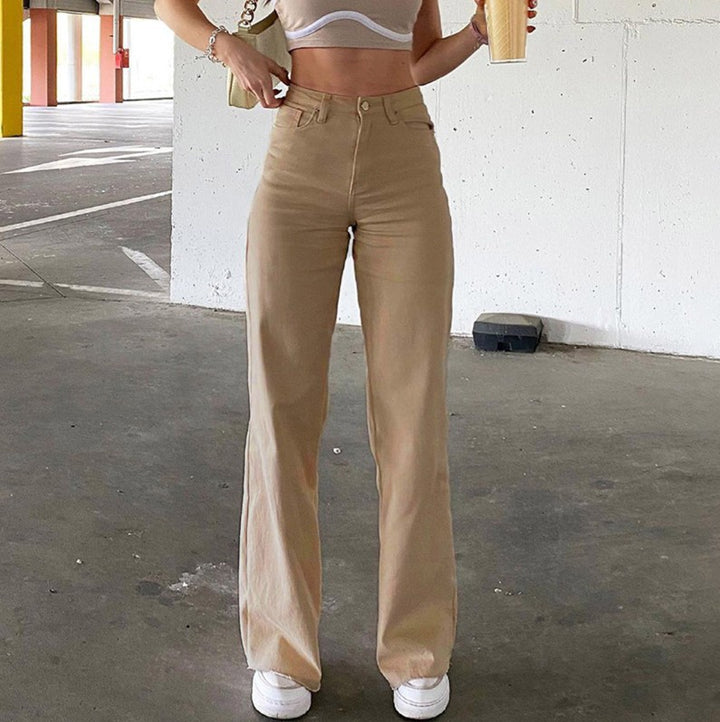 Dame brede High-Waist Jeans med elegant snit Stilla
