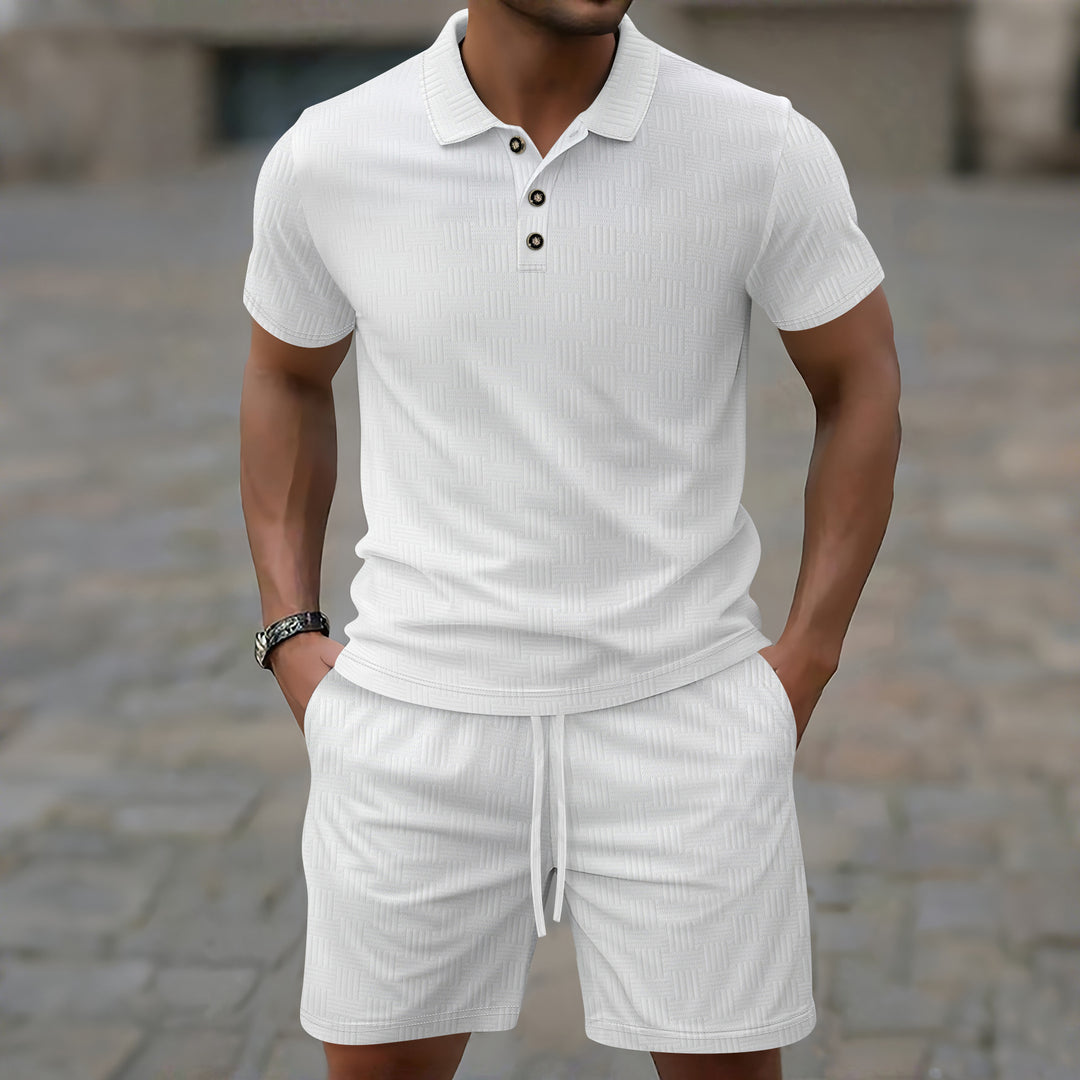 Herrer elegant kortærmet polo skjorte og shorts sæt Stilla