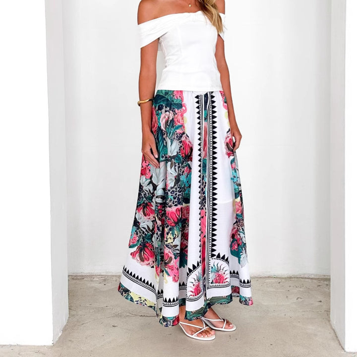 Dame maxi nederdel med blomsterprint Skovae