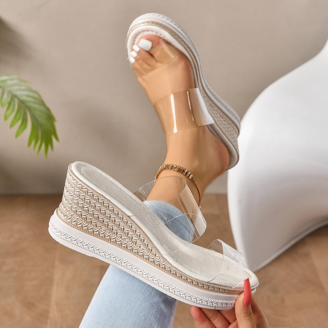 Dame wedge-sandaler med transparent overdel og behagelig sål Stilla