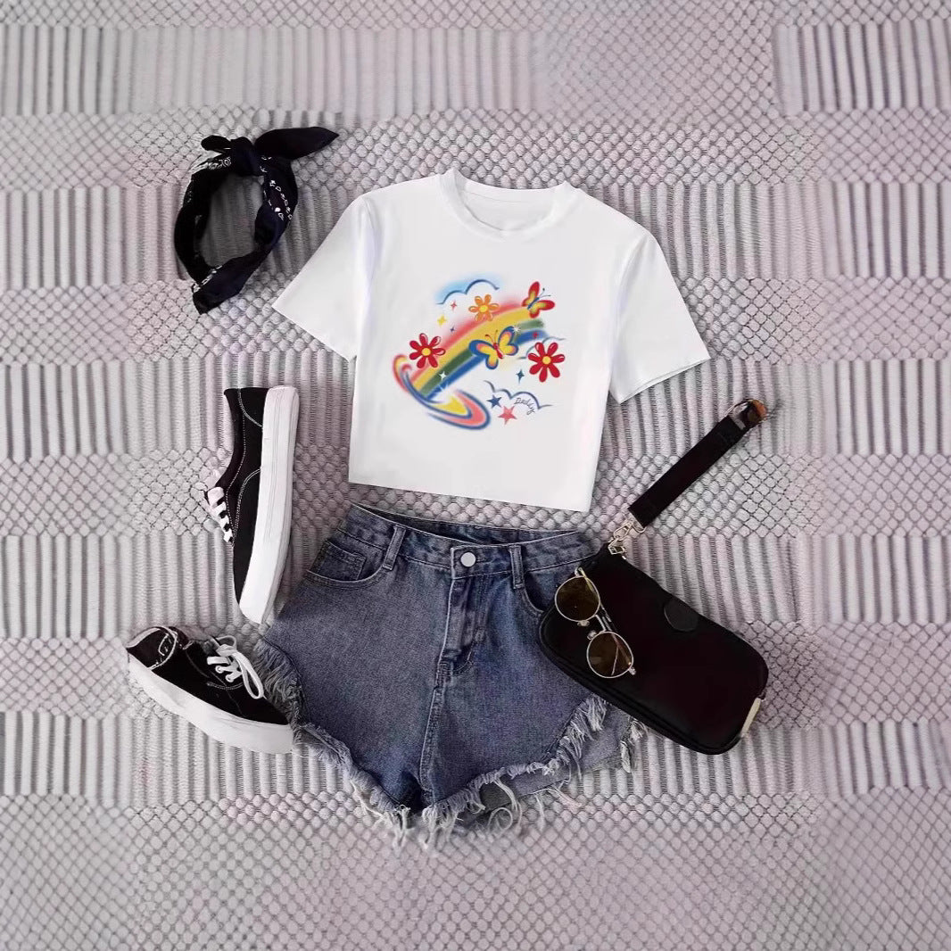 Dame Crop-T-Shirt i urban grafisk design Skovae