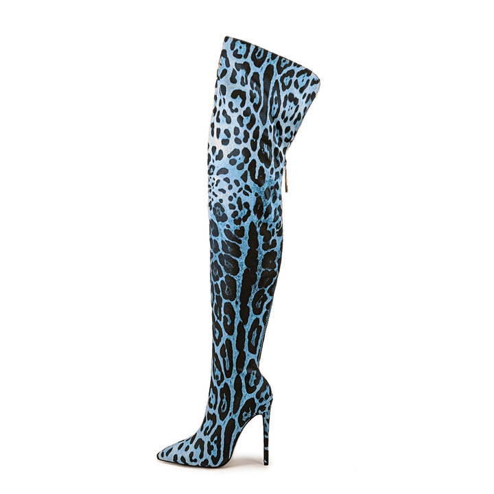 Femme Over-the-Knee Stiletto-støvler med dyreprt design Stilla