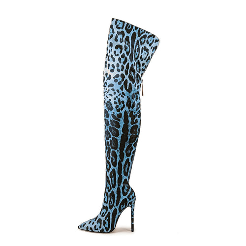 Femme Over-the-Knee Stiletto-støvler med dyreprt design Stilla