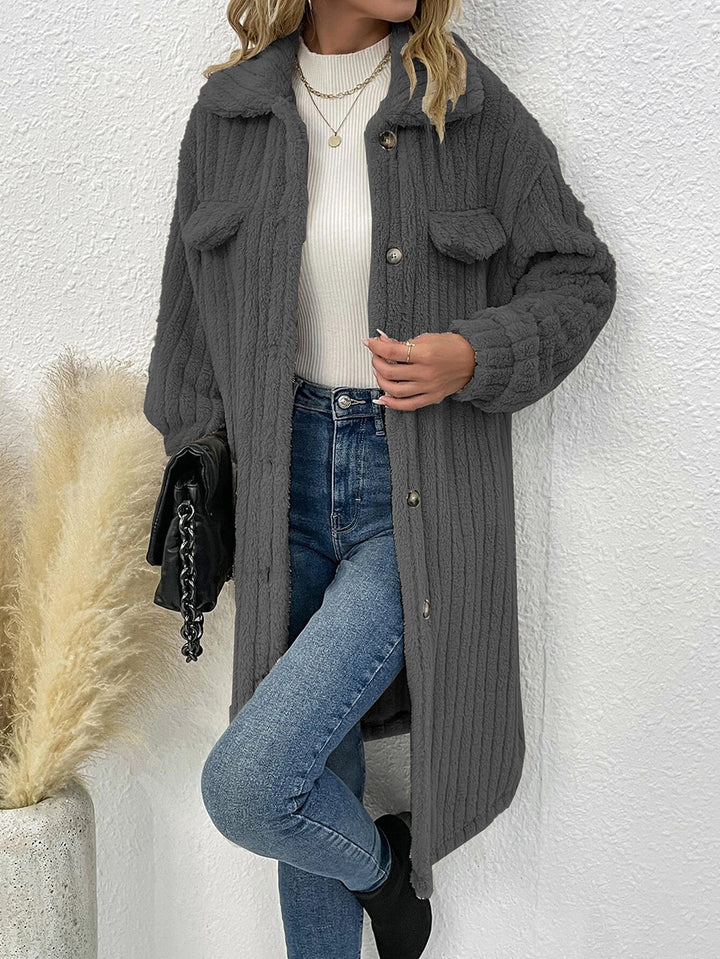 Dame afslappet oversized uldfrakke med struktureret design Stilla