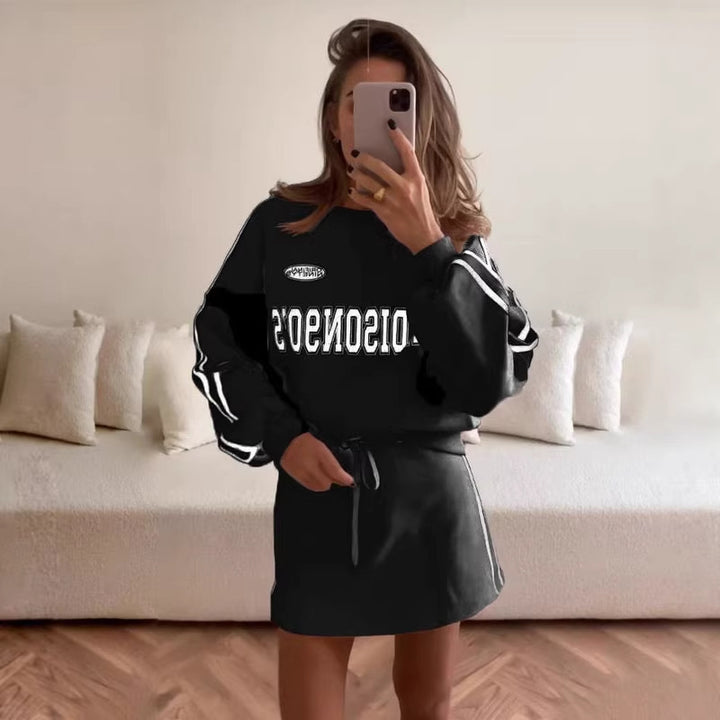 Damer sporty sweatshirt kjole med løs pasform og elastisk talje Skovae
