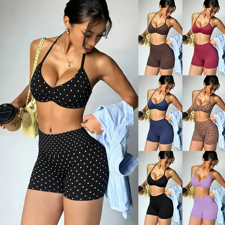 Dame Sporty bikini sæt med højt skårne shorts og elastisk støtte Skovae