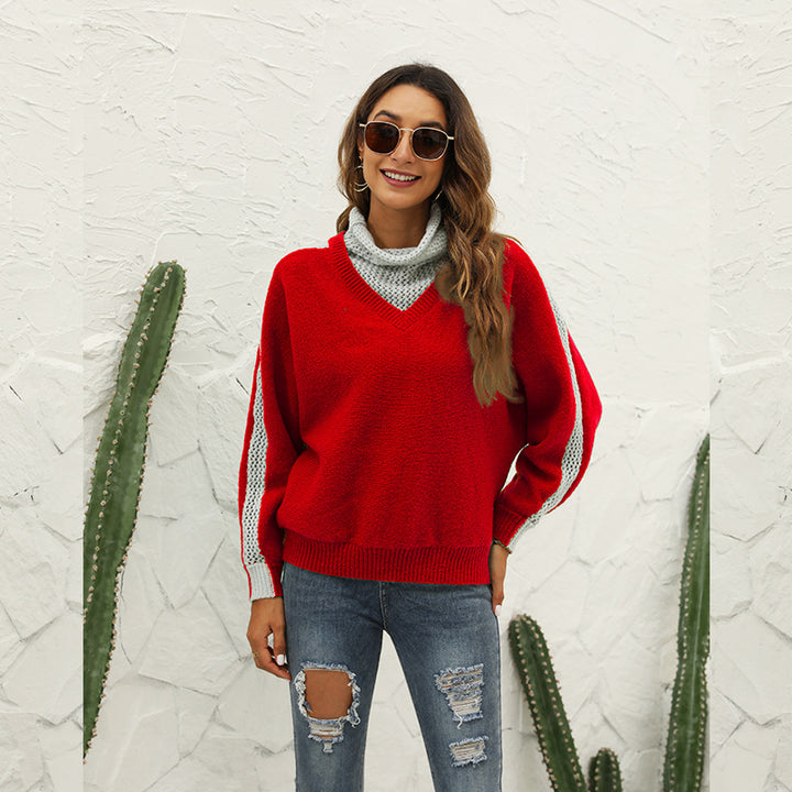 Damer Trendy Sweatshirt med høj krave og brede striber Stilla