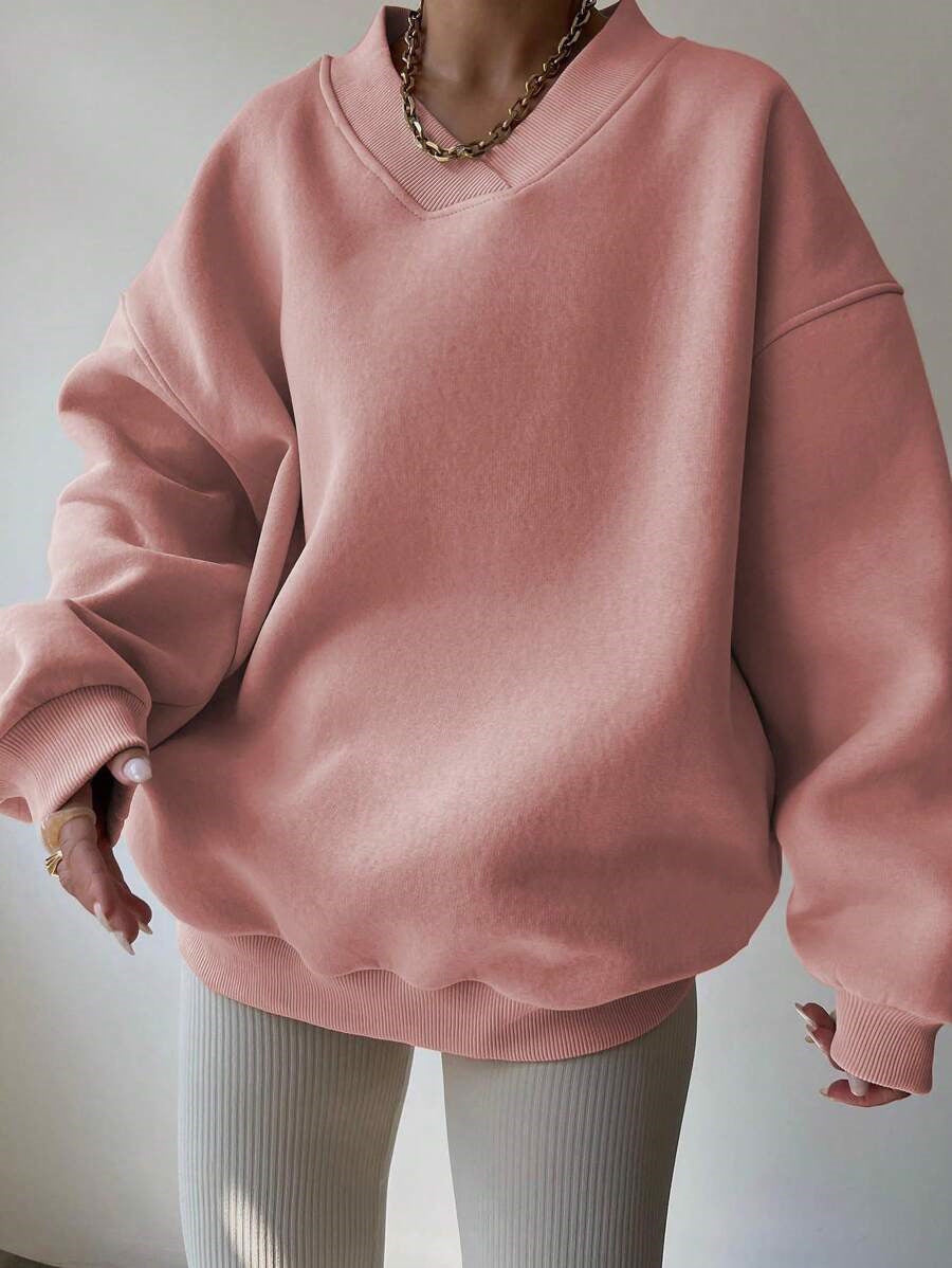 Dame oversized sweatshirt med V-hals Skovae