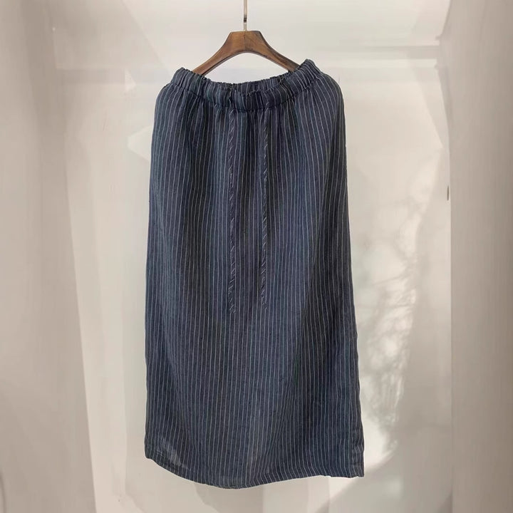 Femme Stribet Løs Maxi-Nederdel Stilla