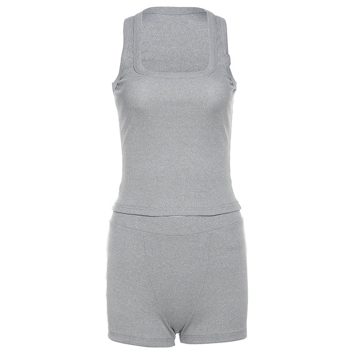 Dame Sporty Loungewear-sæt med ærmeløs top og shorts Skovae