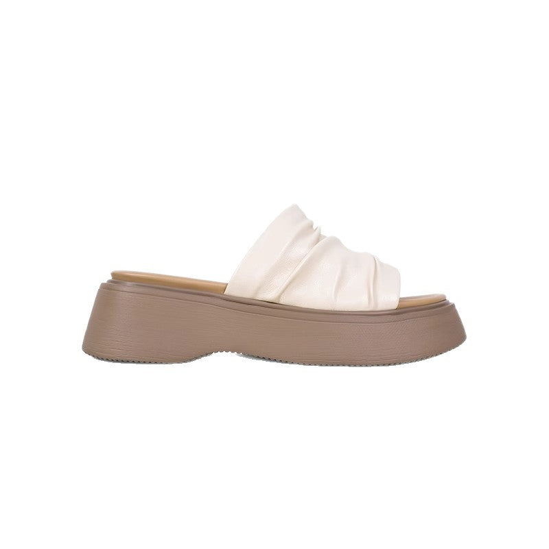 Dame Stilfulde Plateau Slide Sandaler med Raffdetail i den øverste del Stilla