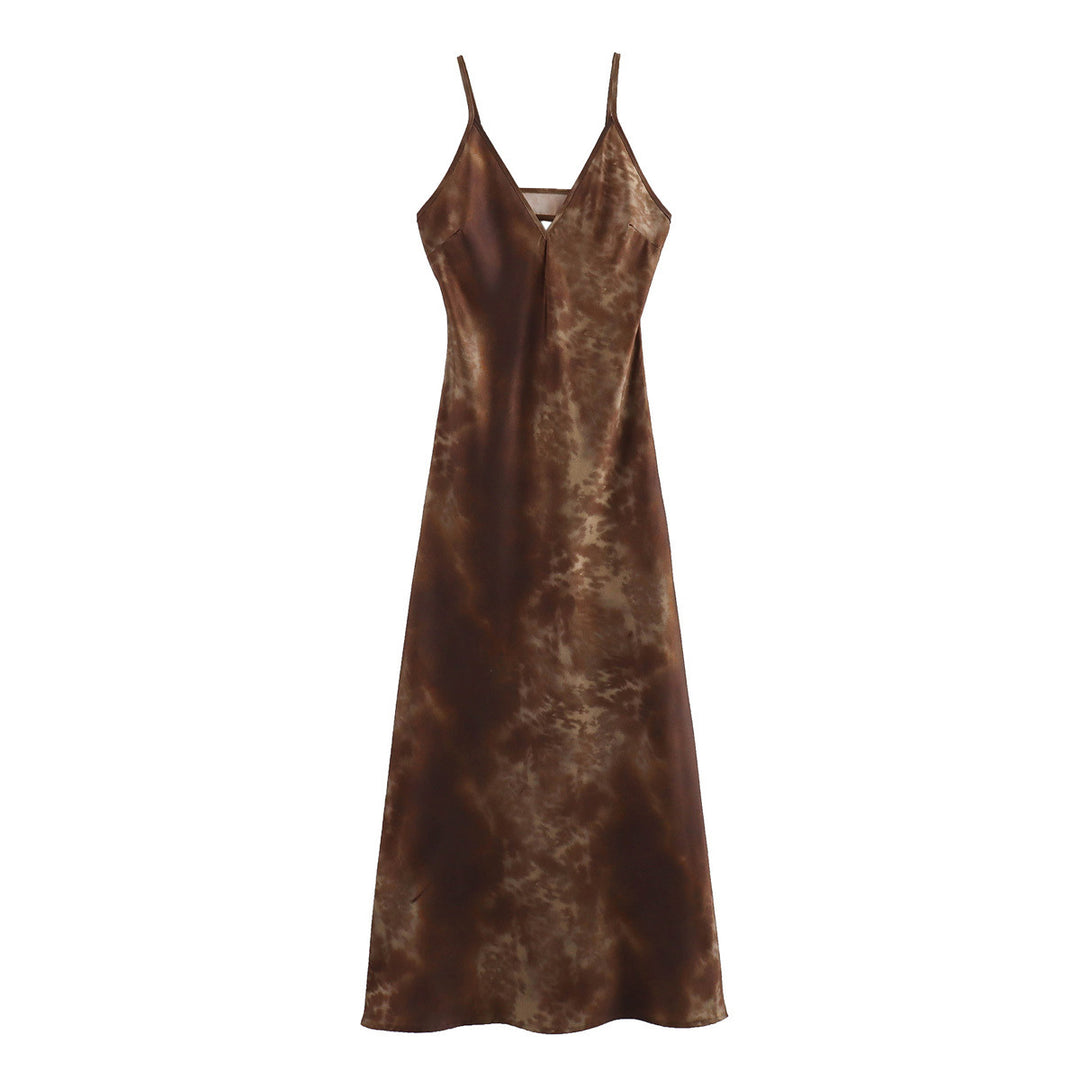 Femme Maxi Slip Kjole med justerbare Spaghetti-stropper Stilla
