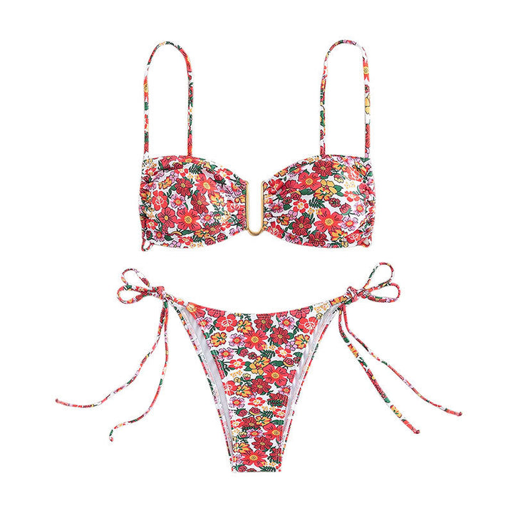 Dame Floral Push-Up-Bikini med justerbare stropper Skovae