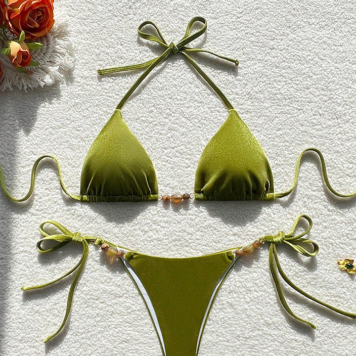 Dame bikini-sæt med justerbare stropper og prydende beaded-elementer Stilla