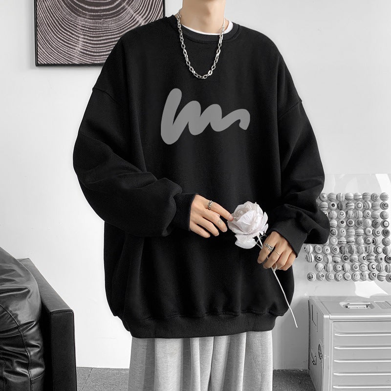 Herrer hyggelig sweatshirt med trendy grafisk design Stilla