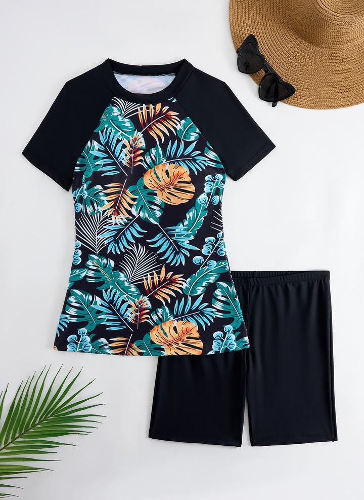 Dame Rashguard-sæt med moderne blomsterdesign og sporty pasform Stilla