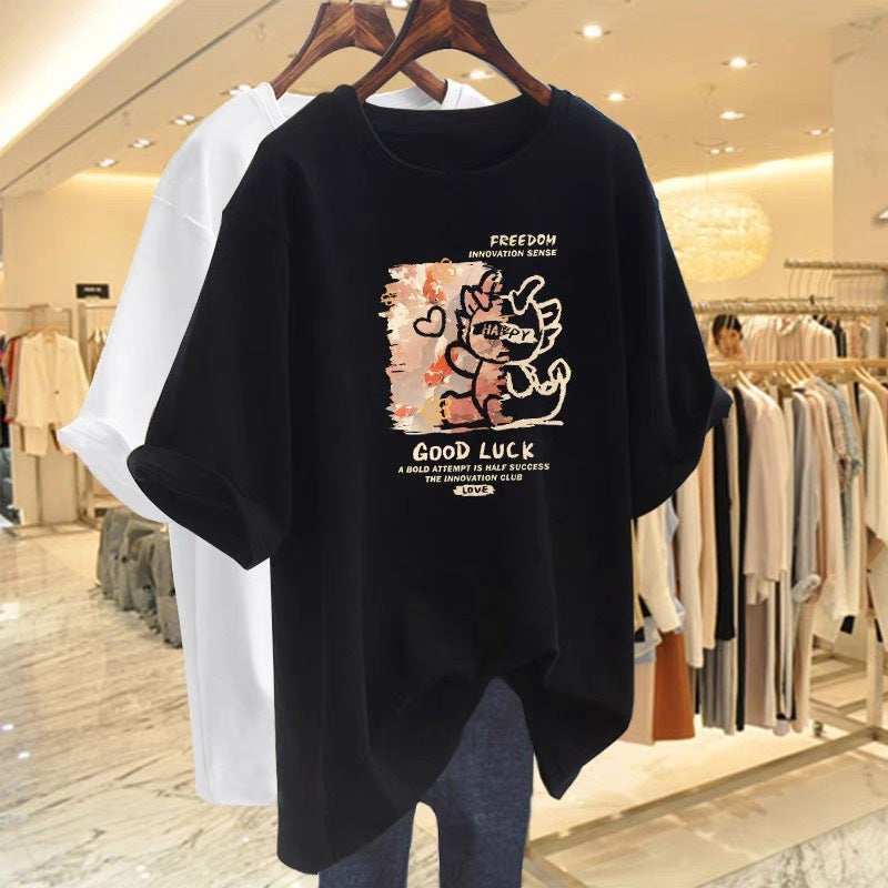 Dame Kortærmet T-Shirt med muntert motiv og afslappet snit Stilla
