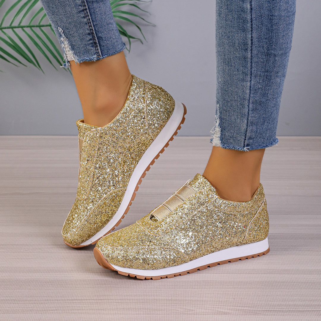 Damer Glitrende Slip-On Sneakers med fleksibelt Stretch-overmateriale og skridsikker sål Stilla
