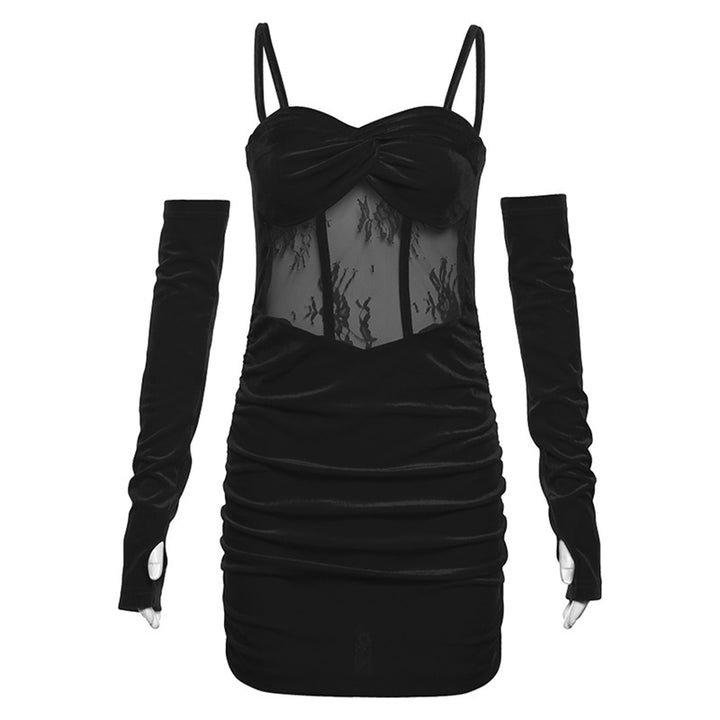 Dame figursyet Minikjole med gennemsigtigt stof og lange ærmer Stilla