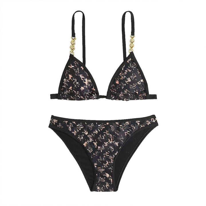 Dame Triangel-Bikini med unikt print og elegante stropdetaljer Stilla