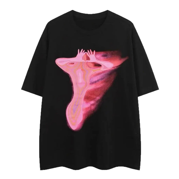 Dame T-shirt med kunstnerisk floral motiv og afslappet snit Skovae