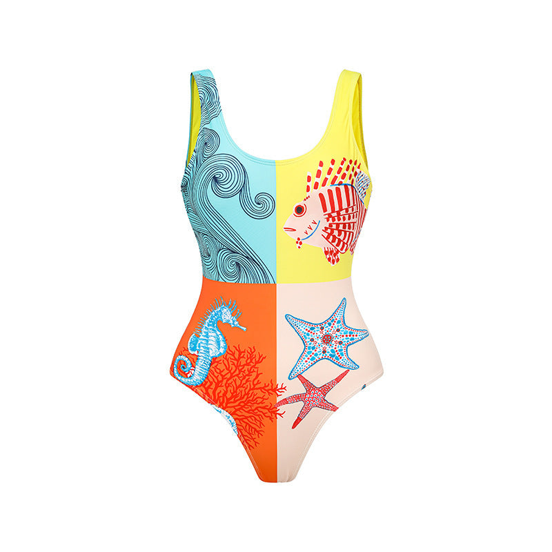 Dame Én-delt Badedragt med maritime motiver og elegante udsmykninger Stilla