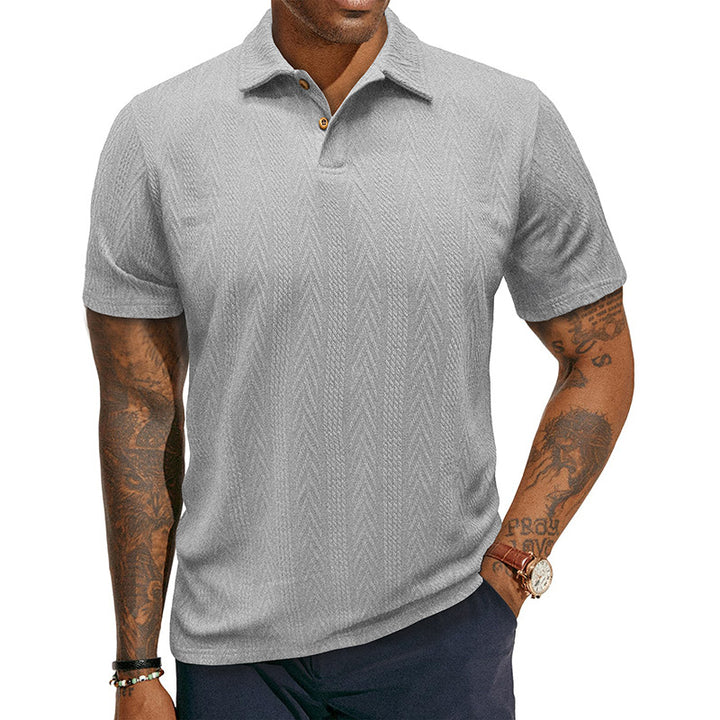 Herrer polo shirt med struktureret jacquard mønster og fashionable krave Stilla