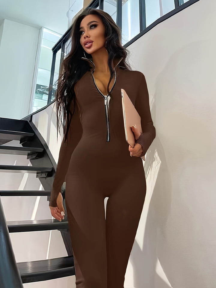 Kvinder Slim-Fit Lynlås Catsuit Stilla